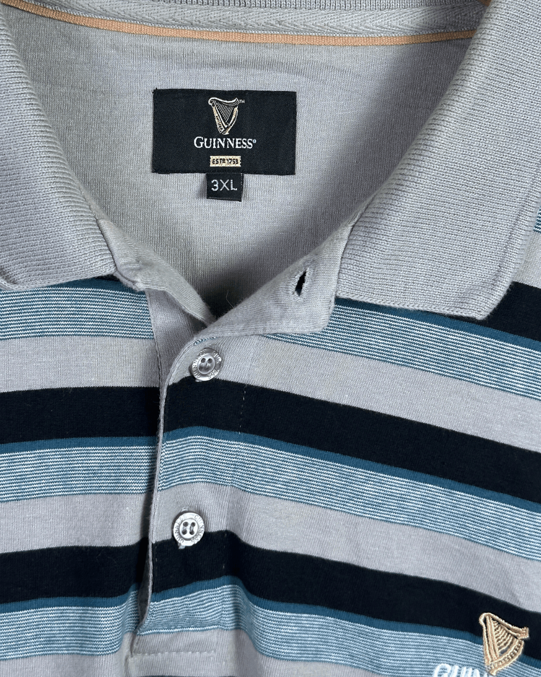 Guinness Striped Polo Shirt - 3XL - Funkify