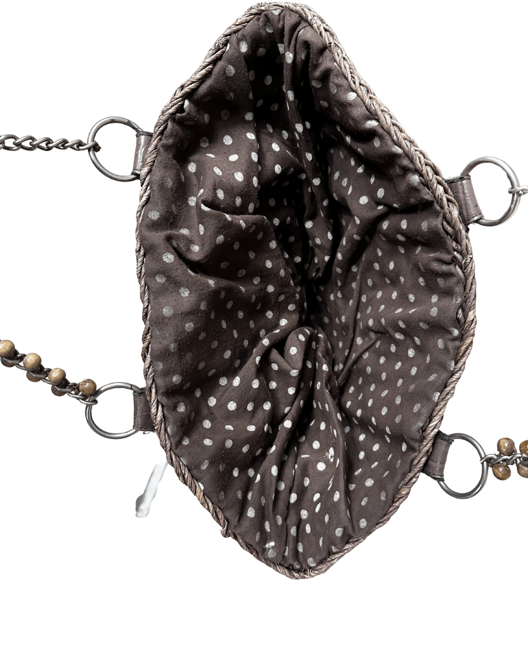 Handcrafted Woven Straw Tote Bag with Chain Handles - Funkify