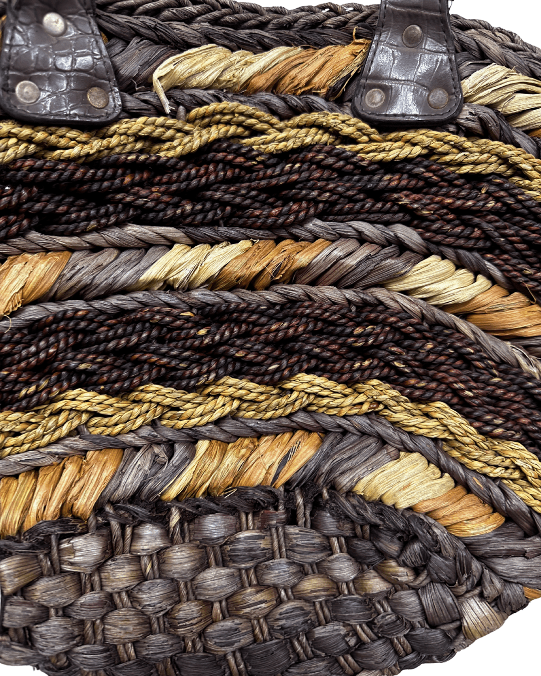 Handcrafted Woven Straw Tote Bag with Chain Handles - Funkify