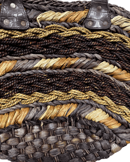 Handcrafted Woven Straw Tote Bag with Chain Handles - Funkify