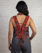 Handmade Upcycled Halter Corset-Back Vest Top & Choker - Funkify