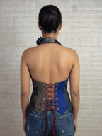 Handmade Upcycled Halter Corset-Back Vest Top & Choker - Funkify
