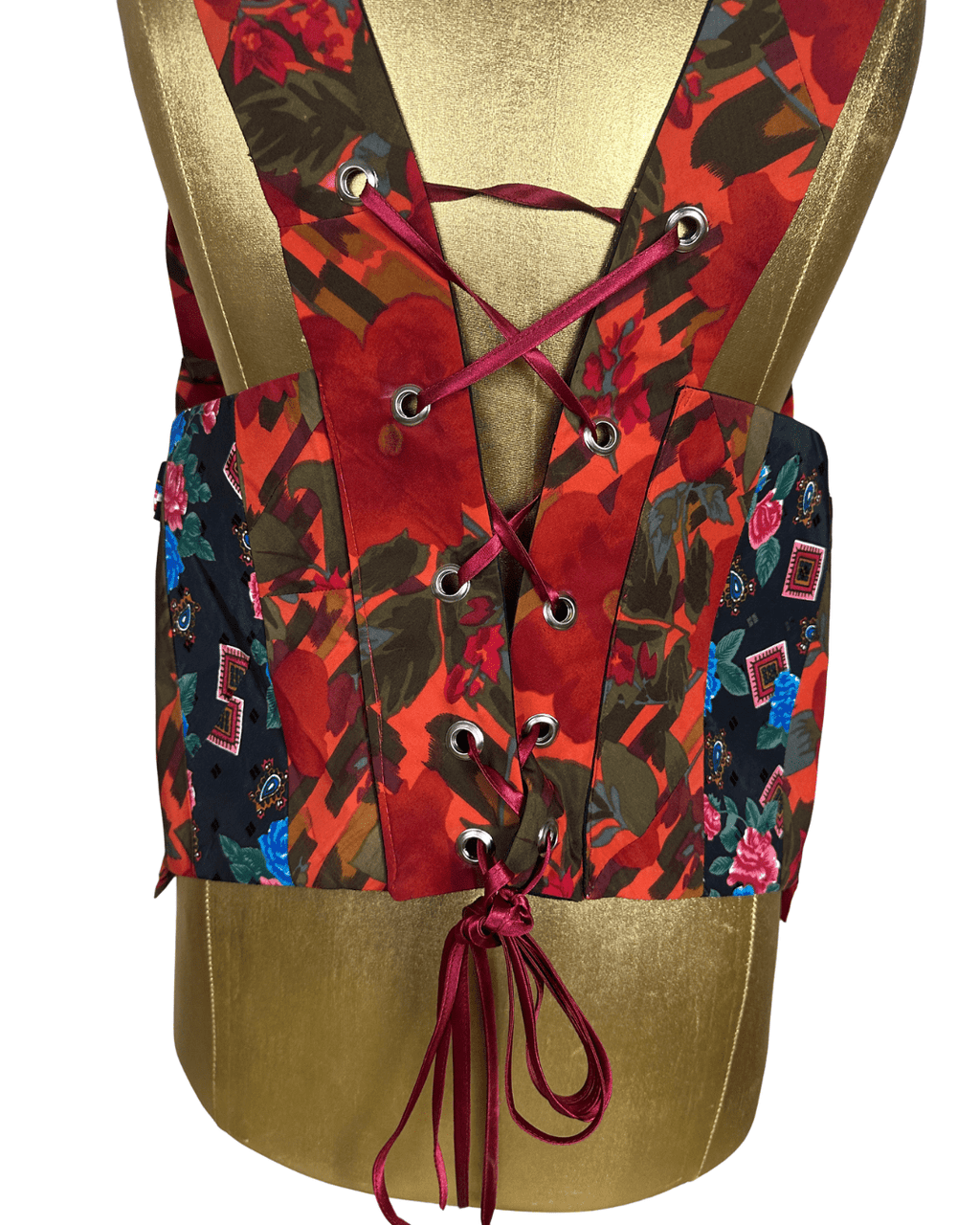 Handmade Upcycled Halter Corset-Back Vest Top & Choker - Funkify