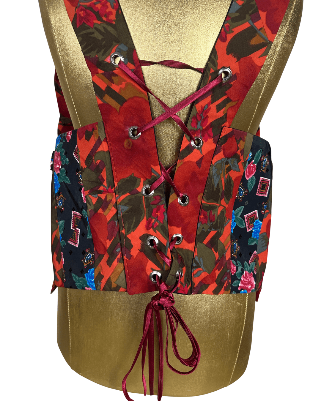 Handmade Upcycled Halter Corset-Back Vest Top & Choker - Funkify