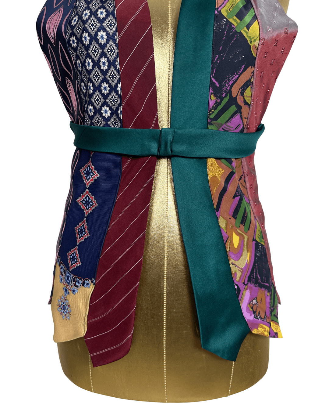 Handmade Upcycled Necktie Halter Vest Top w/ Corset Back & Choker - Medium to XL - Funkify