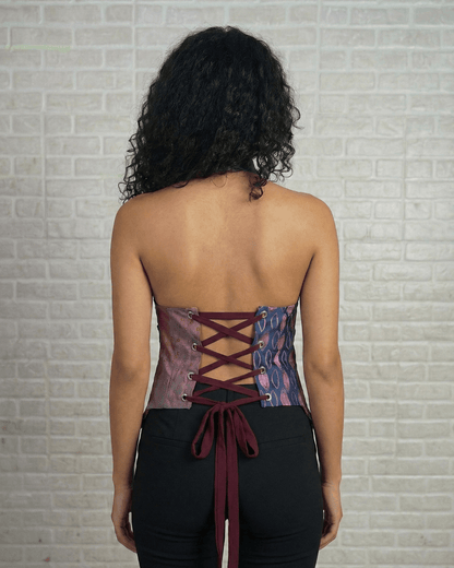 Handmade Upcycled Necktie Halter Vest Top w/ Corset Back & Choker - Medium to XL - Funkify