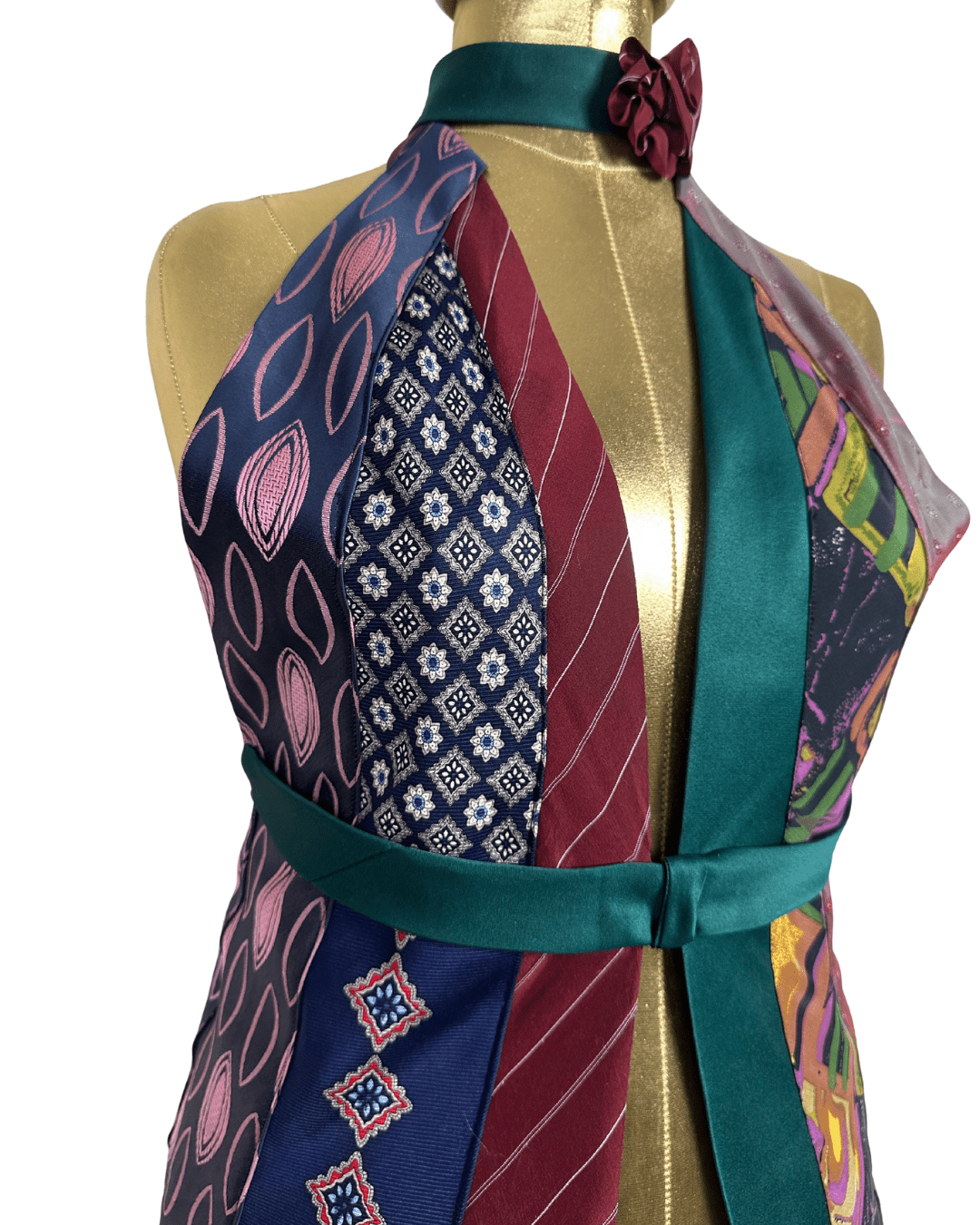 Handmade Upcycled Necktie Halter Vest Top w/ Corset Back & Choker - Medium to XL - Funkify