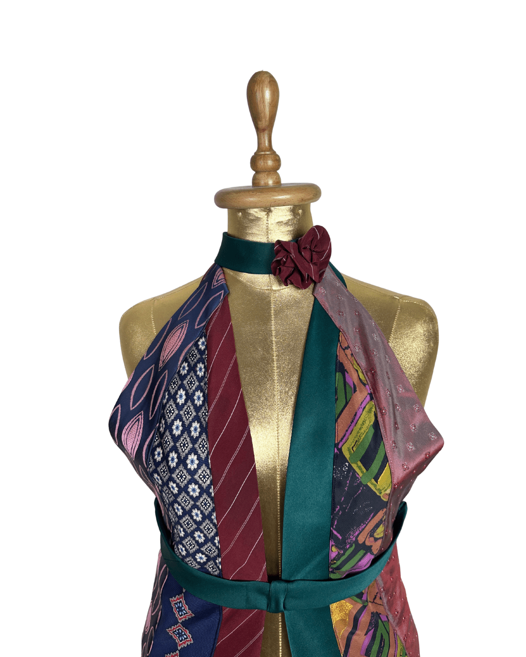 Handmade Upcycled Necktie Halter Vest Top w/ Corset Back & Choker - Medium to XL - Funkify