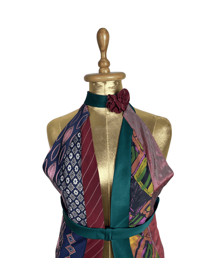 Handmade Upcycled Necktie Halter Vest Top w/ Corset Back & Choker - Medium to XL - Funkify