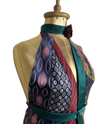 Handmade Upcycled Necktie Halter Vest Top w/ Corset Back & Choker - Medium to XL - Funkify