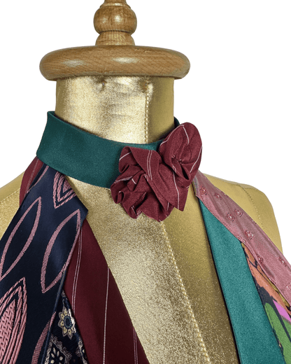 Handmade Upcycled Necktie Halter Vest Top w/ Corset Back & Choker - Medium to XL - Funkify