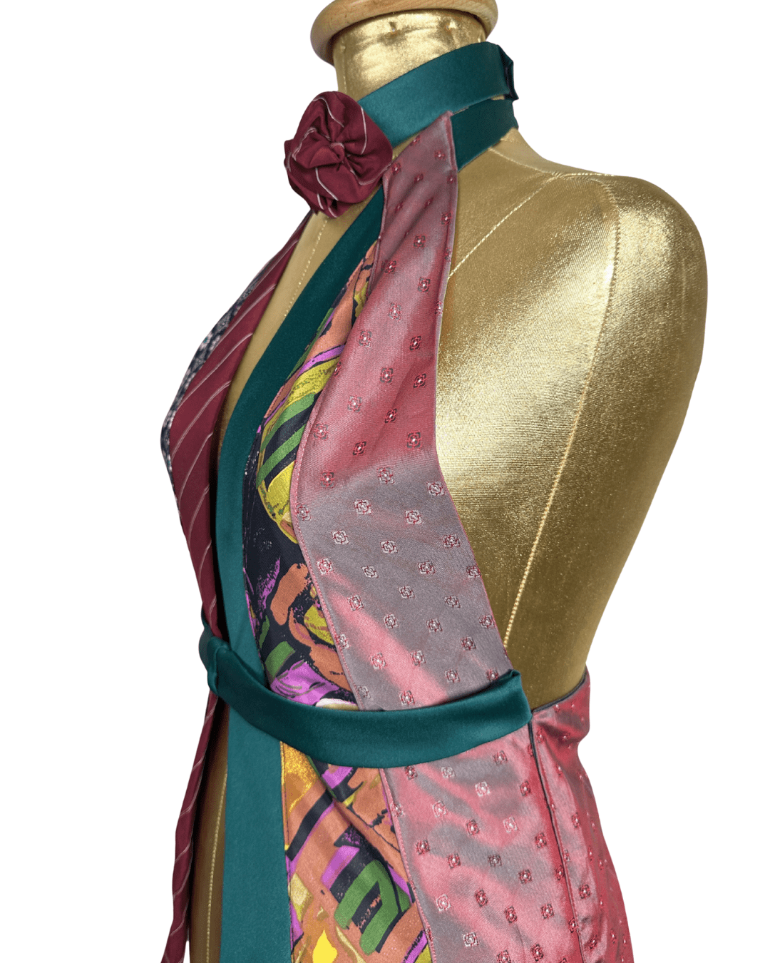 Handmade Upcycled Necktie Halter Vest Top w/ Corset Back & Choker - Medium to XL - Funkify