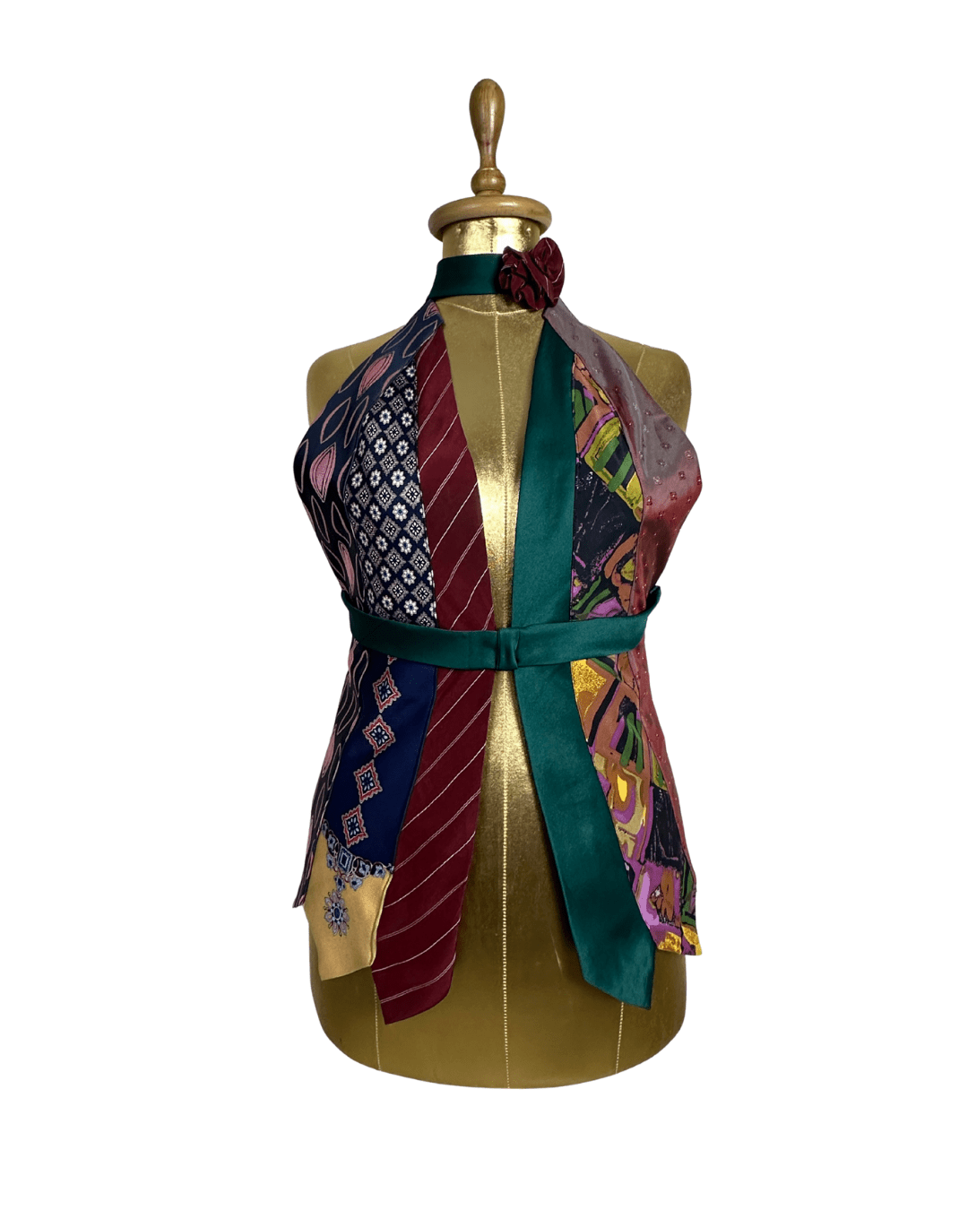 Handmade Upcycled Necktie Halter Vest Top w/ Corset Back & Choker - Medium to XL - Funkify