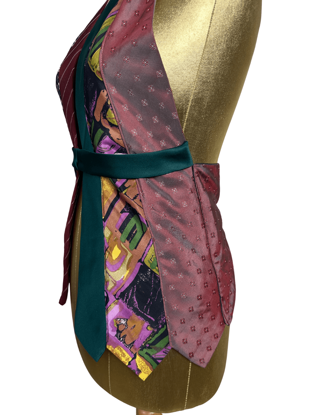 Handmade Upcycled Necktie Halter Vest Top w/ Corset Back & Choker - Medium to XL - Funkify