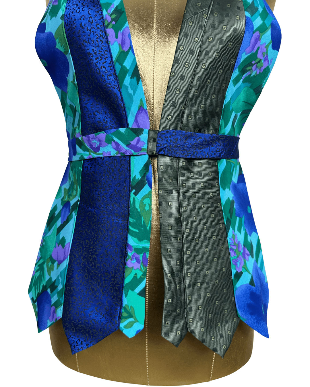 Handmade Upcycled Necktie Halter Vest Top with Choker - Funkify