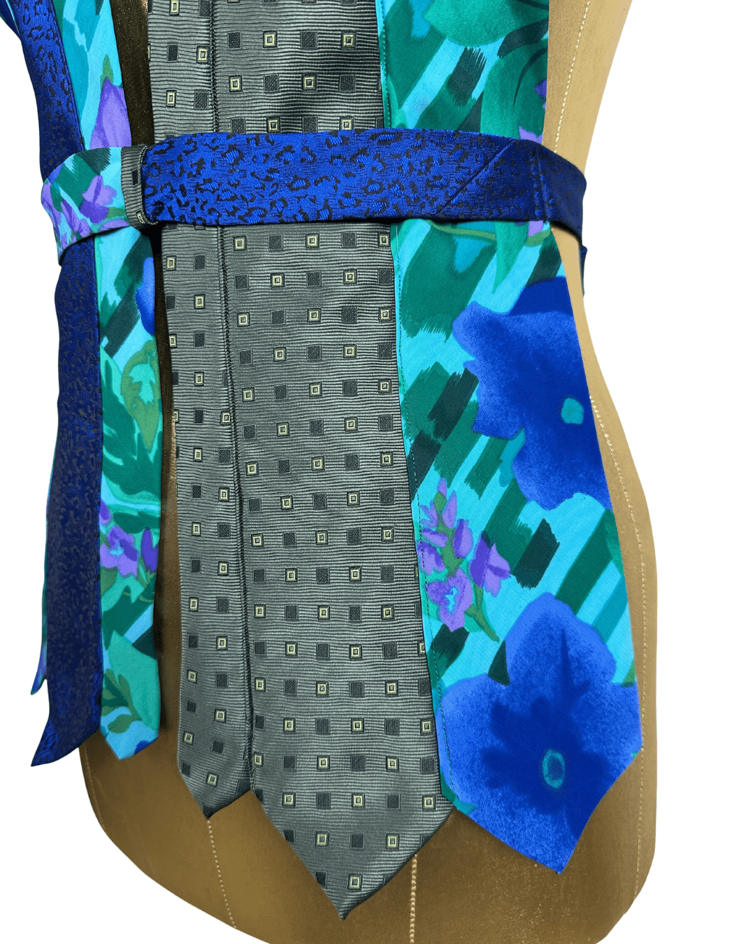 Handmade Upcycled Necktie Halter Vest Top with Choker - Funkify