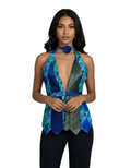 Handmade Upcycled Necktie Halter Vest Top with Choker - Funkify