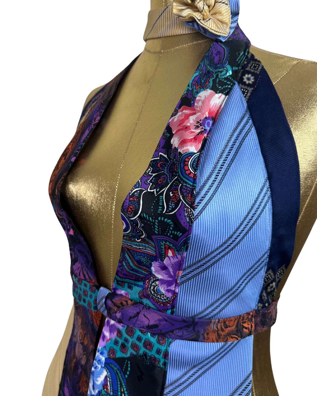 Handmade Upcycled Necktie Halter Vest Top with Choker XS - M - Funkify