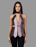 Handmade Upcycled Necktie Halter Vest Top with Choker - XS to Medium - Funkify
