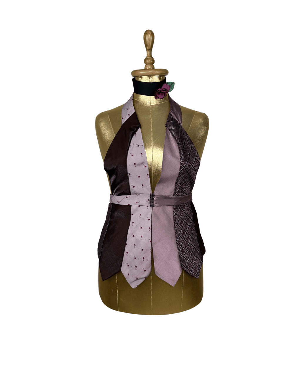 Handmade Upcycled Necktie Halter Vest Top with Choker - XS to Medium - Funkify