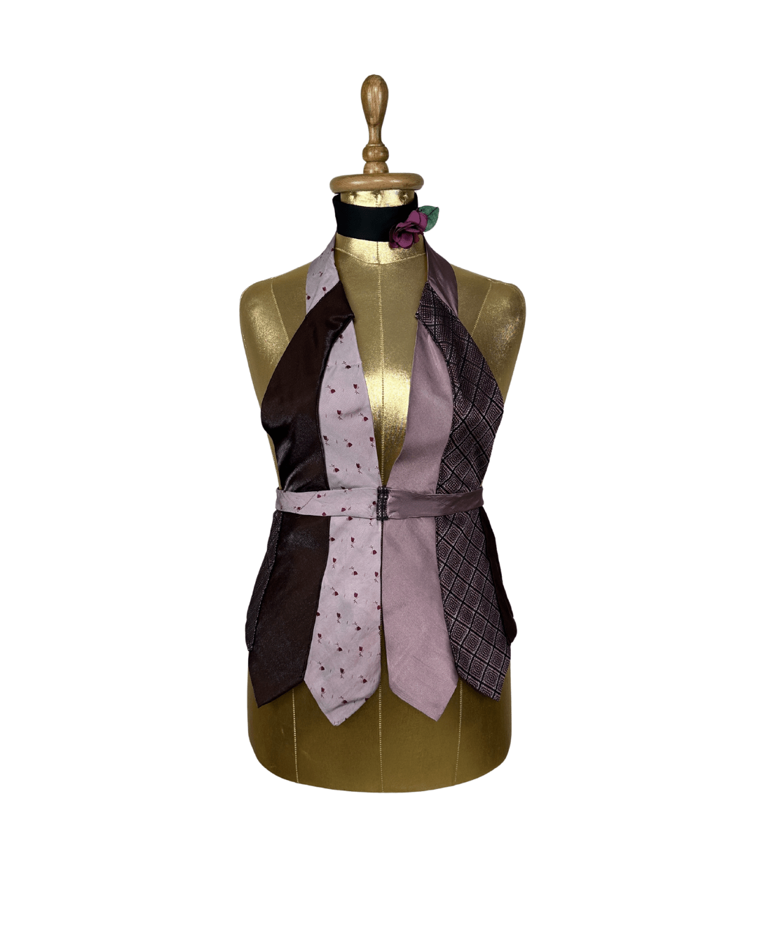 Handmade Upcycled Necktie Halter Vest Top with Choker - XS to Medium - Funkify