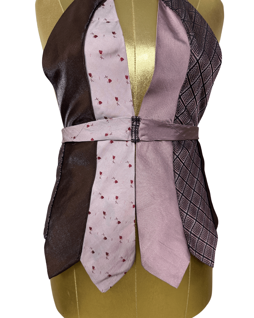 Handmade Upcycled Necktie Halter Vest Top with Choker - XS to Medium - Funkify