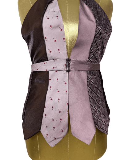 Handmade Upcycled Necktie Halter Vest Top with Choker - XS to Medium - Funkify
