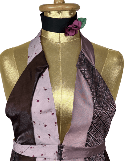 Handmade Upcycled Necktie Halter Vest Top with Choker - XS to Medium - Funkify