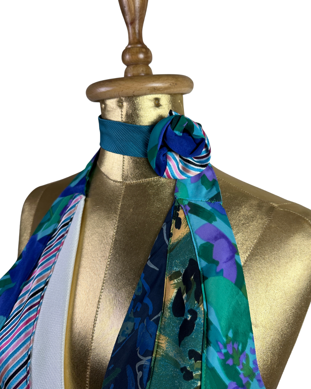 Handmade Upcycled Necktie Halter Vest Top with Corset Back & Choker - Funkify