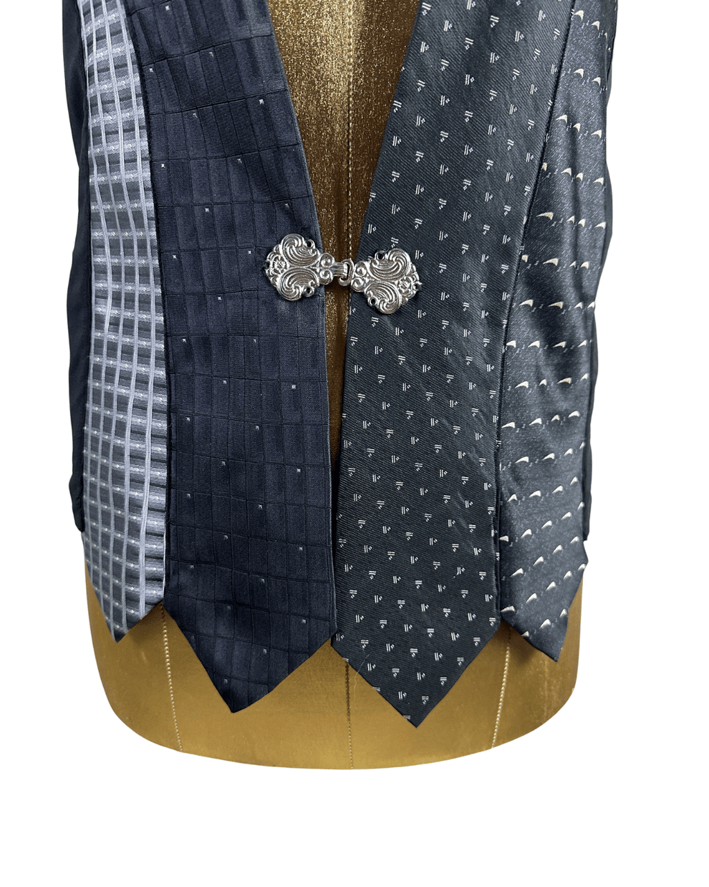Handmade Upcycled Necktie Halter Vest Top with Corset Back & Choker - Funkify