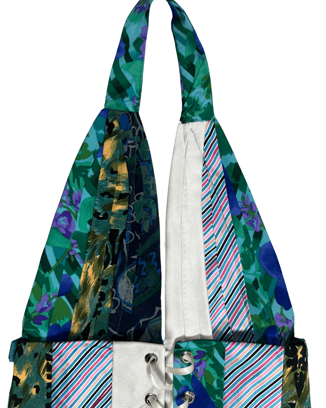 Handmade Upcycled Necktie Halter Vest Top with Corset Back & Choker - Funkify