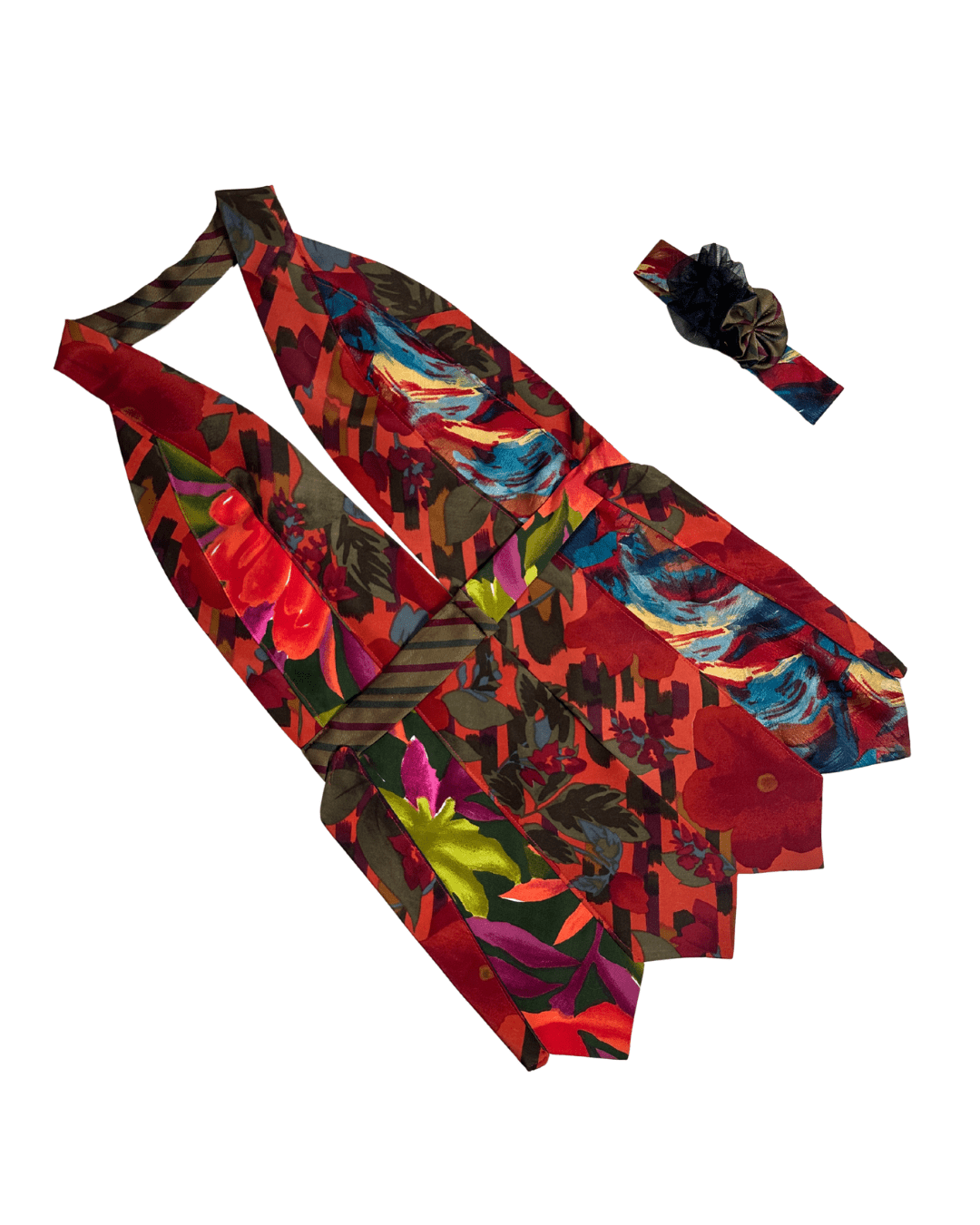 Handmade Upcycled Necktie Halter Vest Top with Corset Back & Choker - Funkify