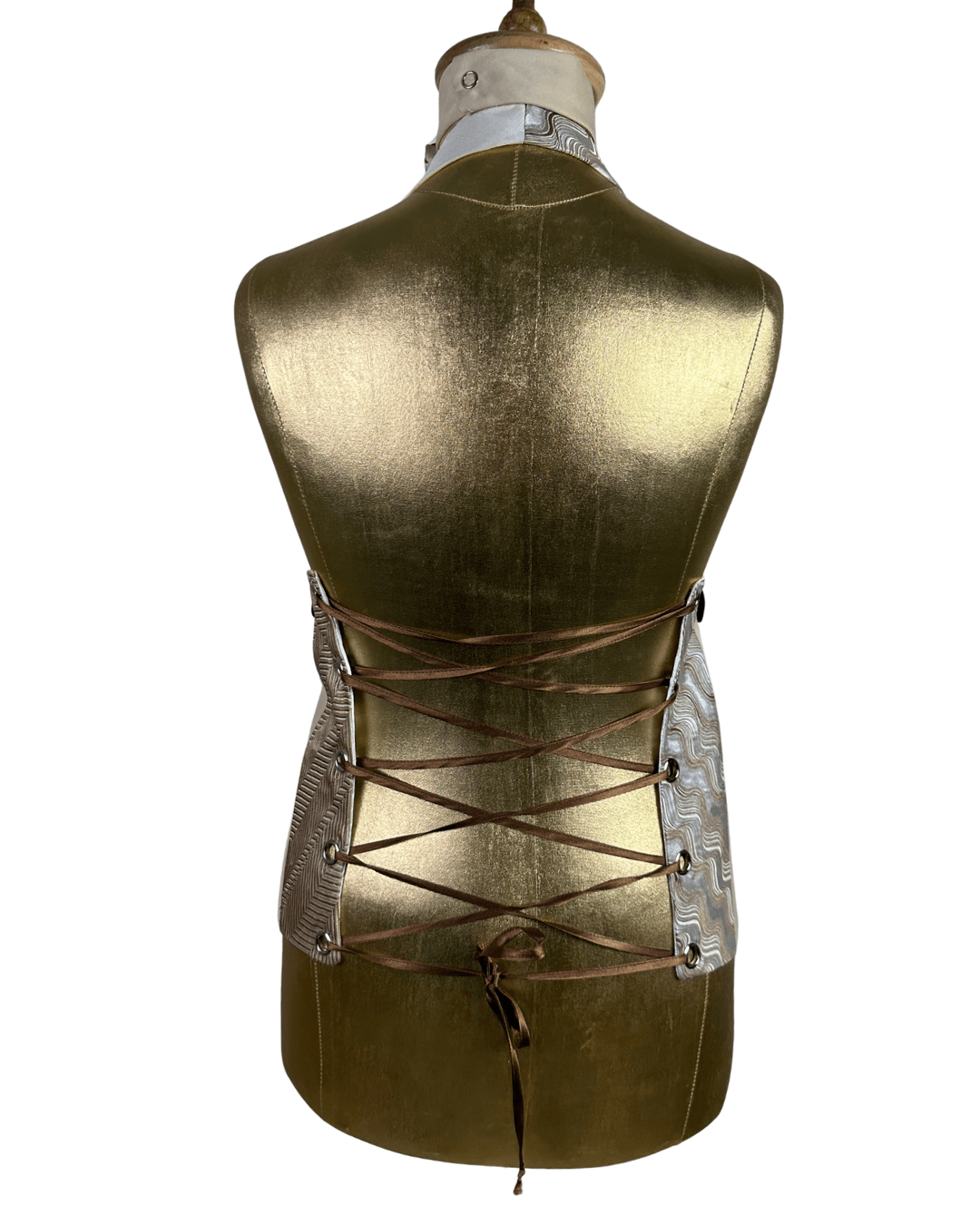 Handmade Upcycled Necktie Halter Vest Top with Corset Back & Choker - Funkify