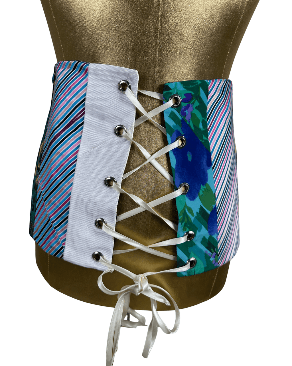 Handmade Upcycled Necktie Halter Vest Top with Corset Back & Choker - Funkify
