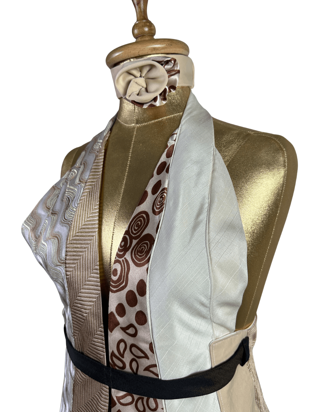 Handmade Upcycled Necktie Halter Vest Top with Corset Back & Choker - Funkify