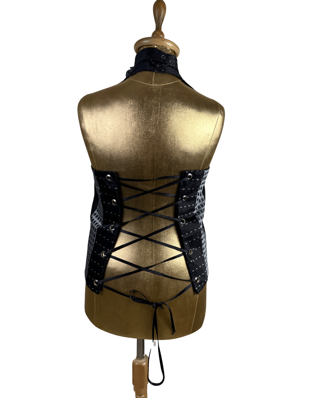 Handmade Upcycled Necktie Halter Vest Top with Corset Back & Choker - Funkify