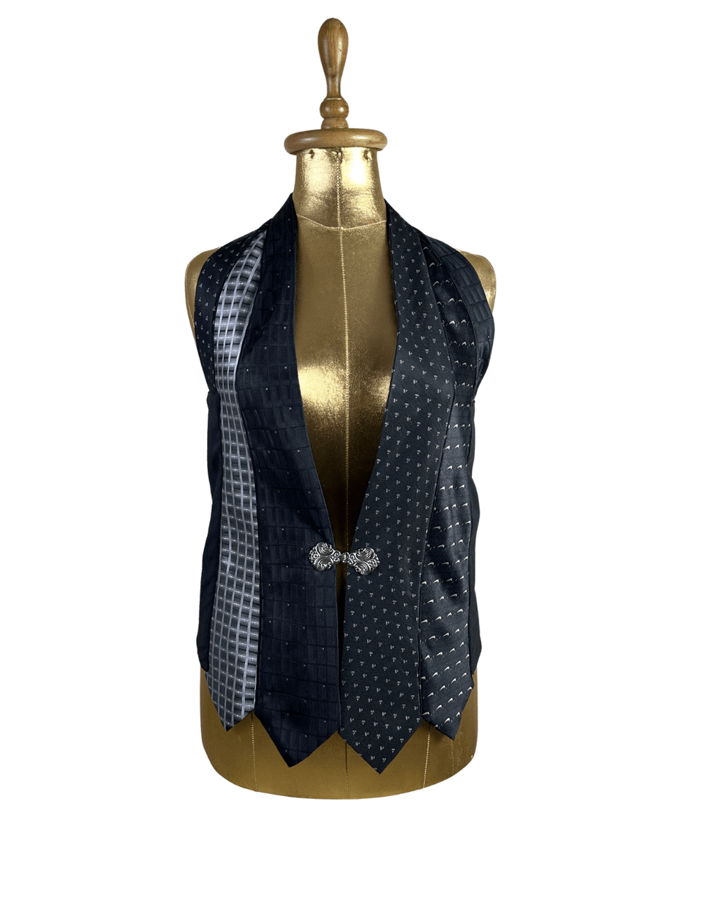 Handmade Upcycled Necktie Halter Vest Top with Corset Back & Choker - Funkify