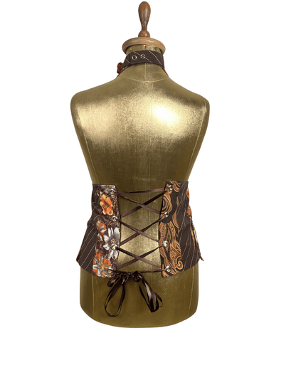 Handmade Upcycled Necktie Halter Vest Top with Corset Back & Choker M - XL - Funkify