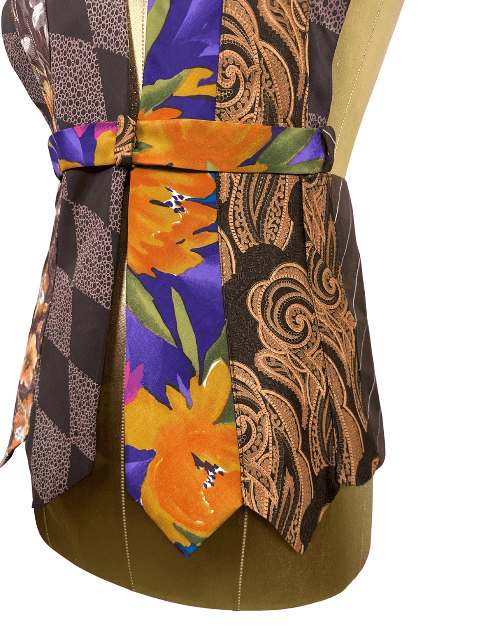 Handmade Upcycled Necktie Halter Vest Top with Corset Back & Choker M - XL - Funkify