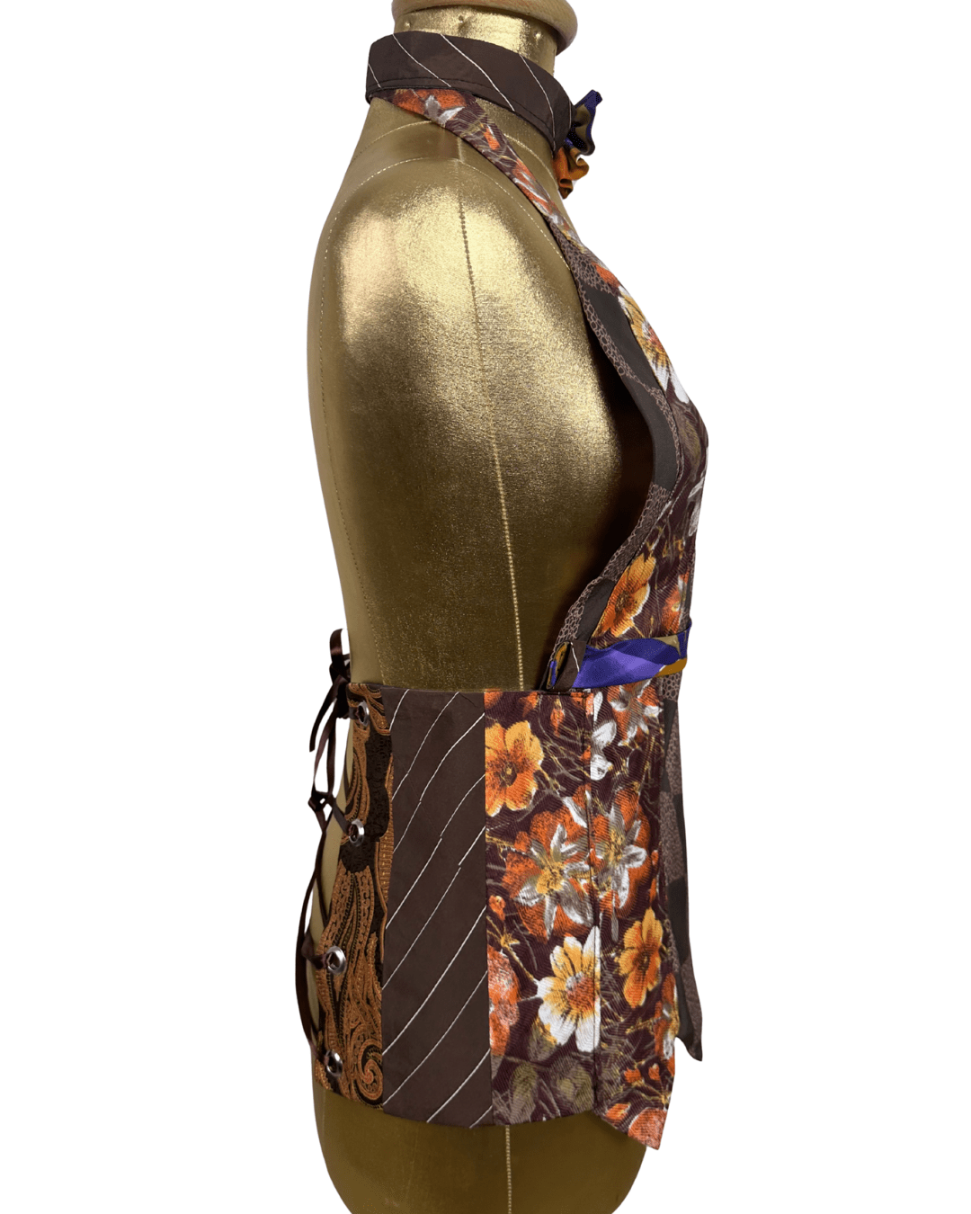 Handmade Upcycled Necktie Halter Vest Top with Corset Back & Choker M - XL - Funkify