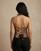 Handmade Upcycled Necktie Halter Vest Top with Corset Back & Choker M - XL - Funkify