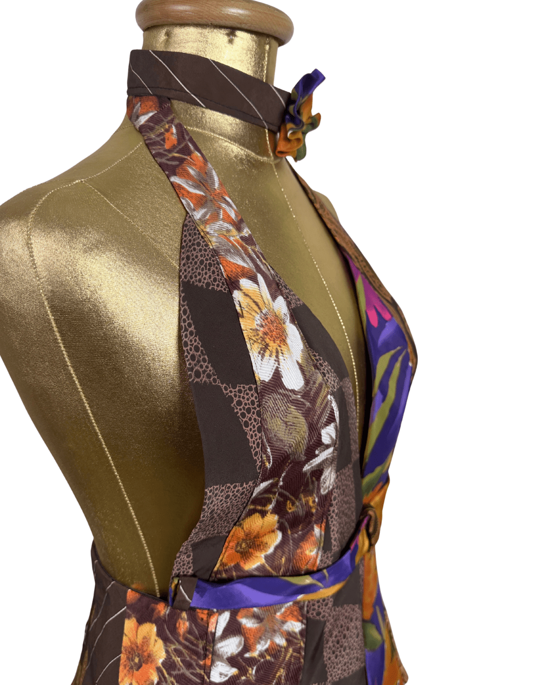 Handmade Upcycled Necktie Halter Vest Top with Corset Back & Choker M - XL - Funkify