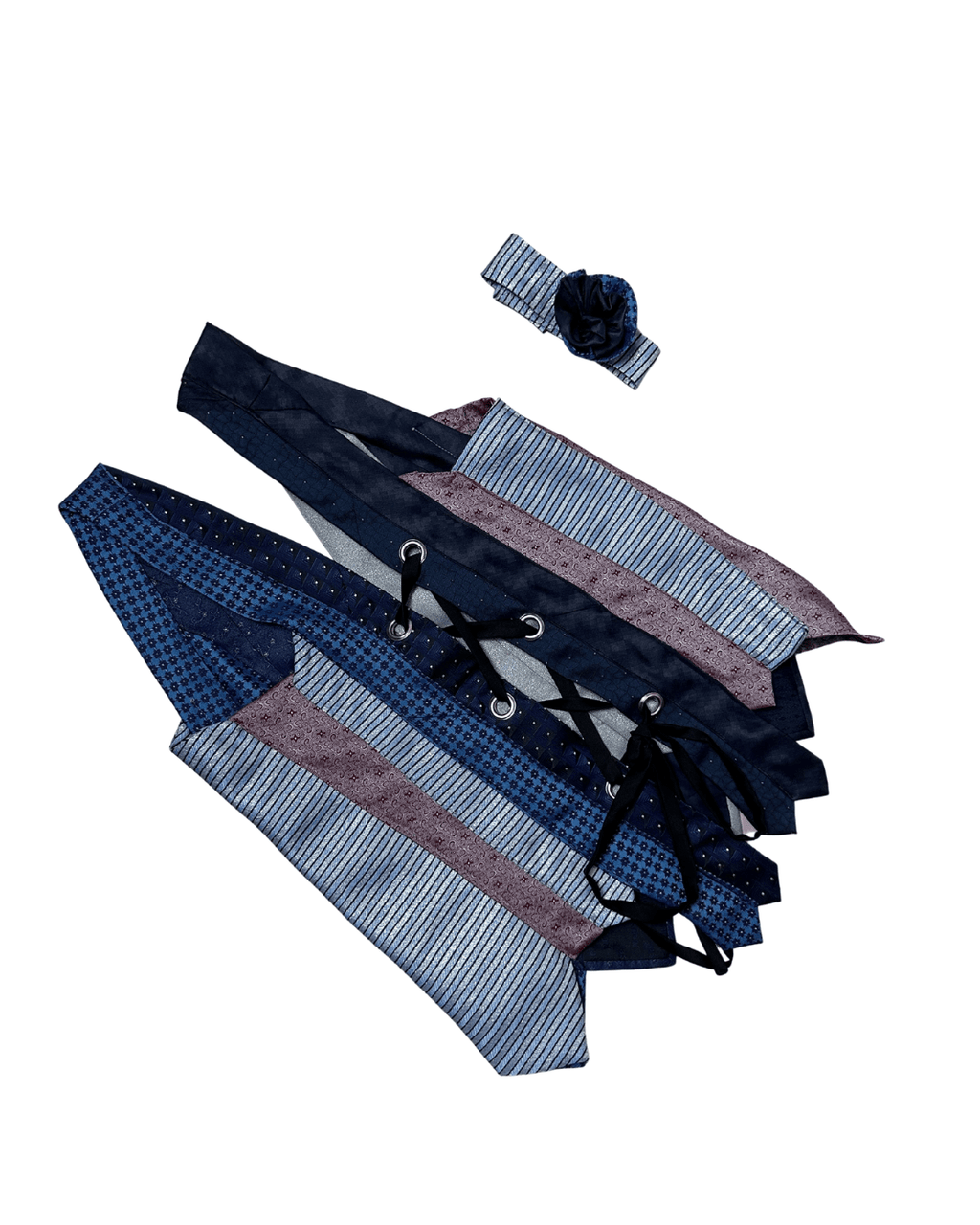 Handmade Upcycled Necktie Lace - Up Vest Top with Choker - Funkify