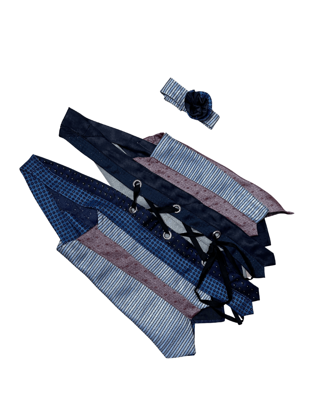 Handmade Upcycled Necktie Lace - Up Vest Top with Choker - Funkify