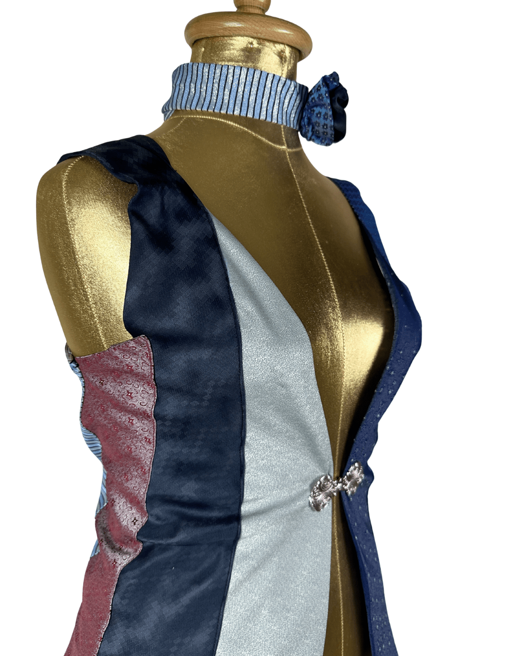 Handmade Upcycled Necktie Lace - Up Vest Top with Choker - Funkify