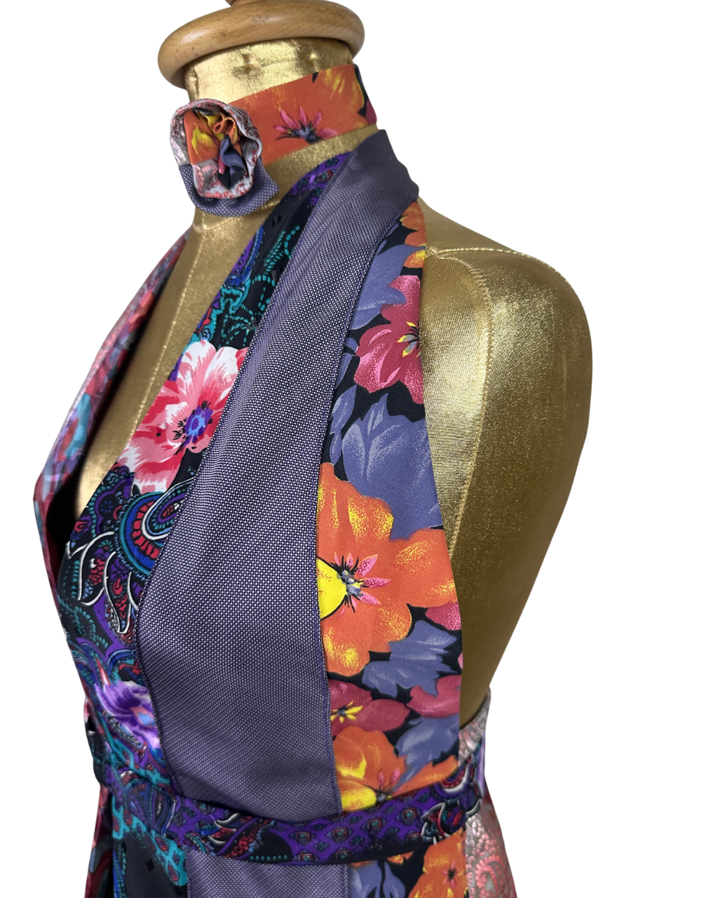 Handmade Upcycled Tie Halter Vest Top & Choker - Funkify