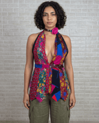 Handmade Upcycled Tie Halter Vest Top & Choker - Funkify