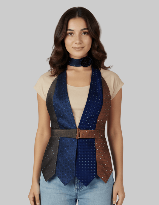 Handmade Upcycled Tie Vest Top and Choker - Funkify