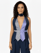 Handmade Upcycled Tie Vest Top with Choker - Funkify