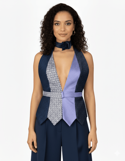 Handmade Upcycled Tie Vest Top with Choker - Funkify